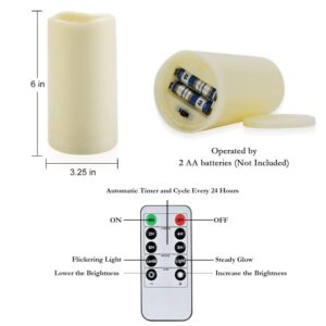 Amagic 3" x 6" Outdoor Waterproof Flameless Candles - Battery Operated LED Pillar Candles with Remote Control and Timers, Ivory, Plastic, Set of 6