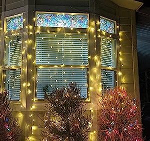 Lighting EVER Dual Color Curtain Lights Warm & White, 10 ft x 10 ft 300 LED Backdrop Lights with Remote/Timer/Dimmer/9 Modes, Indoor Outdoor Hanging Fairy Lights for Bedroom, Wedding Party, Patio