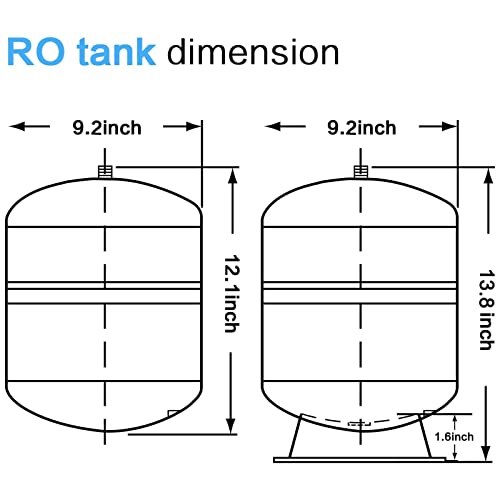 HIDROTEK 2.8 Gallon RO Water Storage Tank for Reverse Osmosis Water Filtration Systems -NSF Certificated-1/4"