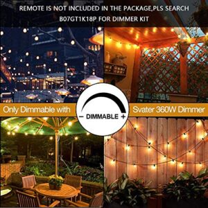 Svater LED Outdoor String Lights 36FT, Patio Lights with 20 Glass Edison Bulbs, Dimmable IP45 Waterproof Outdoor Hanging Globe Lights 2700K Warm White(2 Pack X 18FT)