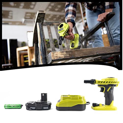 Ryobi P738T High Volume Air Inflator Bundle; 18-Volt ONE+ Lithium-Ion Cordless Power Inflator with (1) 1.5 Ah Battery and (1) 18-Volt Charger and Buho Flashlight