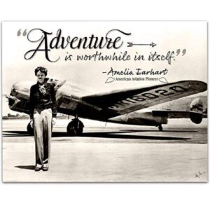 Amelia Earhart - Adventure - 11x14 Unframed Art Print - Great Gift Under $15 for Aviation Enthusiasts