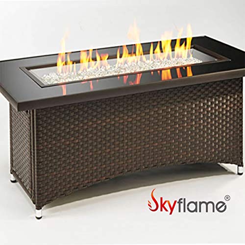 Skyflame 30" x 10" Rectangular Dual Burner Pan Drop-in Fire Pit Pan with H-Burner for DIY Fire Pit and Outdoor Fireplace - Made of Steel, Black