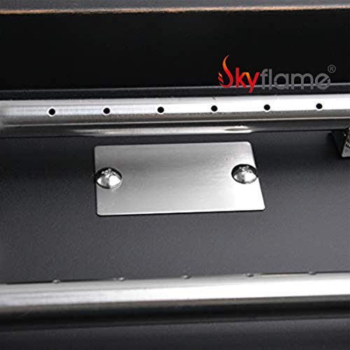 Skyflame 30" x 10" Rectangular Dual Burner Pan Drop-in Fire Pit Pan with H-Burner for DIY Fire Pit and Outdoor Fireplace - Made of Steel, Black