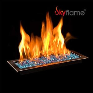 Skyflame 30" x 10" Rectangular Dual Burner Pan Drop-in Fire Pit Pan with H-Burner for DIY Fire Pit and Outdoor Fireplace - Made of Steel, Black