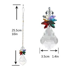 H&D HYALINE & DORA Glass Crystal Rainbow Angel Ornament Chakra Hanging Suncatcher Window Sun Catcher with Baroque Maple Leaf Pendant for Gift, Pack of 3