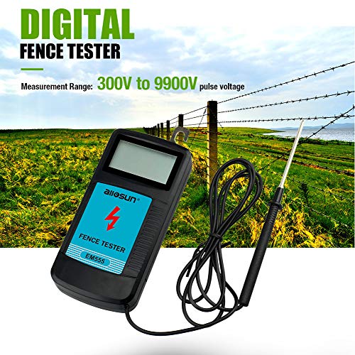 allsun Digital Electrical Fence Voltage Tester Handheld Fence Fault Finder & Locator Checker Fence Voltmeter Troubleshooter High Voltage 300-9900V Gardening Tools