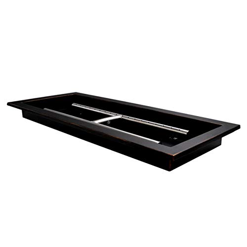 Skyflame Black 24" x 8" Dual Burner Pan Rectangular Drop-in Fire Pit Pan and Burner - Made of Steel