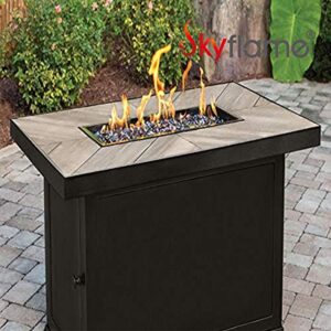 Skyflame Black 24" x 8" Dual Burner Pan Rectangular Drop-in Fire Pit Pan and Burner - Made of Steel