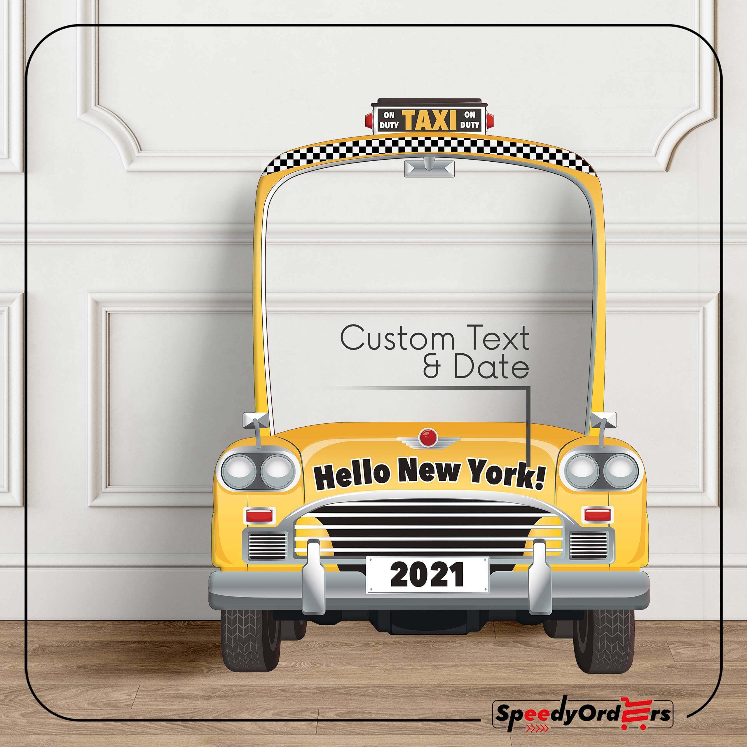 Taxi Photo Booth Frame, Car Photo Booth Prop, Birthday Photo Booth Frame, NYC Party Decoration, Yellow Cab Photo Booth Backdrop, Yellow Taxi Selfie Photo Booth Frame, Sizes 36x24 and 48x32 Inches