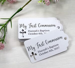 small personalized favor tags - my first communion - 20pc (white)