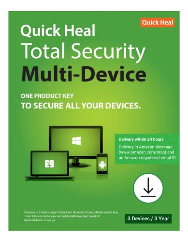 Quick Heal Total Security Multi Device | 2023 Antivirus | 3 Year | 3 Devices | SINGLE KEY (Email Delivery in 24 Hours - No CD)