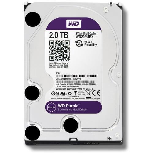 WD Purple 2TB Surveillance Hard Disk Drive - 5400 RPM Class SATA 6 Gb/s 64MB Cache 3.5 Inch - WD20PURX [Old Version] (Renewed)