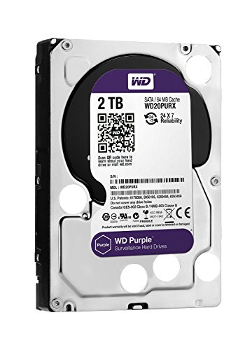 WD Purple 2TB Surveillance Hard Disk Drive - 5400 RPM Class SATA 6 Gb/s 64MB Cache 3.5 Inch - WD20PURX [Old Version] (Renewed)
