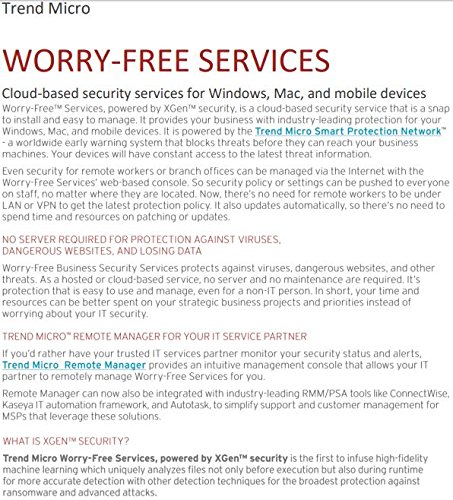 Trend Micro Worry Free Business Security Services - 3 Years/1 User [Digital Download/Cloud Managed]