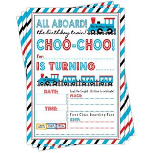 train themed birthday party invitation - set of 20 with envelopes