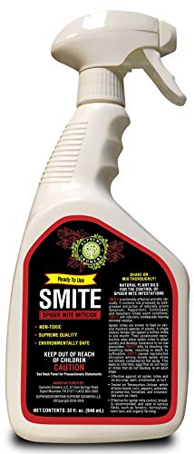 Supreme Growers Smite Spider Mite Killer, All Natural Pesticide, Non-Toxic, Biodegradable, Organic Eco Friendly Pest Control (32oz Ready to Use Spray Bottle)