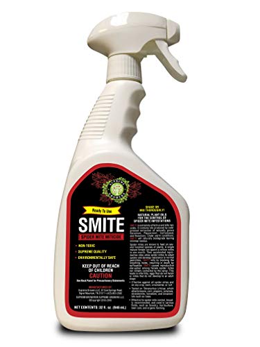 Supreme Growers Smite Spider Mite Killer, All Natural Pesticide, Non-Toxic, Biodegradable, Organic Eco Friendly Pest Control (32oz Ready to Use Spray Bottle)