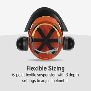 Husqvarna Chainsaw Helmet with Metal Mesh Face Shield, Adjustable Ear Muffs for Hearing Protection, and Sun Peak, HDPE Forestry Helmet Shell, Orange