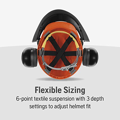 Husqvarna Chainsaw Helmet with Metal Mesh Face Shield, Adjustable Ear Muffs for Hearing Protection, and Sun Peak, HDPE Forestry Helmet Shell, Orange