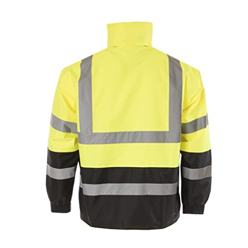 JORESTECH High Visibility Light Weight Waterproof Rain Jacket ANSI/ISEA 107-2015 Class 3 Level 2 Yellow/Black JK-03-YLBK (XL)