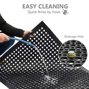 ROVSUN Rubber Floor Mat with Holes, 24''x 36'' Anti-Fatigue/Non-Slip Drainage Mat, for Industrial Kitchen Restaurant Bar Bathroom, Indoor/Outdoor Cushion