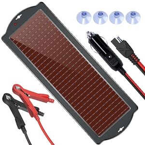 powoxi 1.8w 12v solar car battery charger maintainer, portable solar panel trickle charging kit for automotive, motorcycle, boat, atv,marine, rv, trailer, powersports, snowmobile, etc.