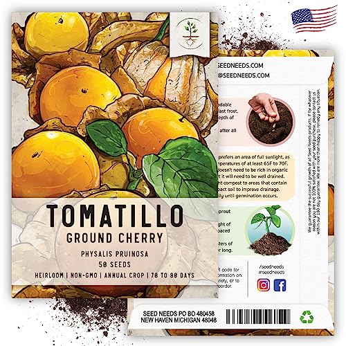 Seed Needs, Ground Cherry Tomatillo Seeds for Planting (Physalis pruinosa) Heirloom, Non-GMO & Untreated (2 Packs)