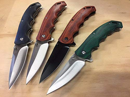 8" ELITEDGE SPRING ASSISTED POCKET FOLDING WOOD HANDLE KNIFE