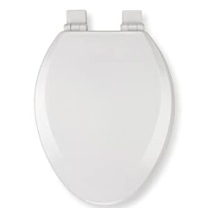 Croydex WL800722AZH Stick Tight No More Movement Sticky Grip Pad Technology Elongated, Soft Close and Quick Release, White, Molded Wood Toilet Seat