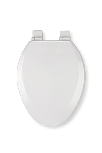 Croydex WL800722AZH Stick Tight No More Movement Sticky Grip Pad Technology Elongated, Soft Close and Quick Release, White, Molded Wood Toilet Seat