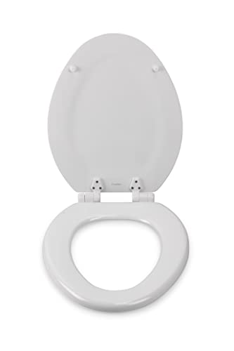 Croydex WL800722AZH Stick Tight No More Movement Sticky Grip Pad Technology Elongated, Soft Close and Quick Release, White, Molded Wood Toilet Seat