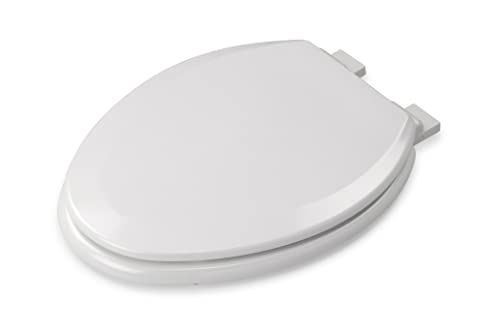 Croydex WL800722AZH Stick Tight No More Movement Sticky Grip Pad Technology Elongated, Soft Close and Quick Release, White, Molded Wood Toilet Seat