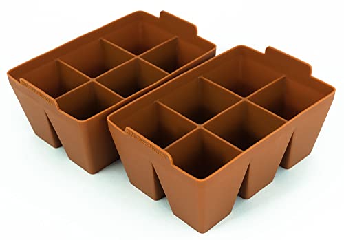 Sili-Seedlings Seed Starting Tray | 100% Silicone | Zero Plastic | Flexible Pop-Out Cells | Reusable Seed Starter Tray | Dishwasher Safe | BPA-Free | 2-Pack (12 XL Cells Total)