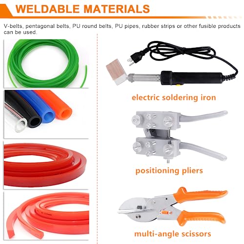 JIAWANSHUN PU Round Belt Welding Machine Polyurethane Belt Welder Round Belt Welder 110V with 150-400 ℃ Adjustable Temperature Electric Soldering Iron (One Set)