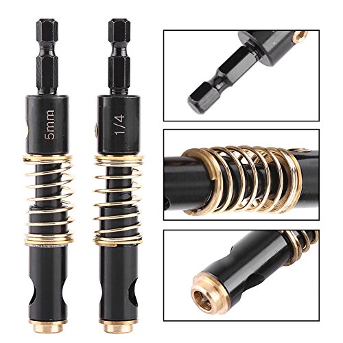 2pcs 5mm&1/4" Black Hinge Drill Bits Reaming Drilling Wood Plastic 1/4inch Hex Shank for Woodworking DIY(2pcs Combination)