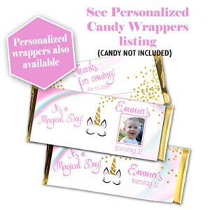 Unicorn candy bar wrappers - Set of 20 - Gold foil included - Girl Birthday Party - Baby Shower