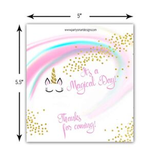 Unicorn candy bar wrappers - Set of 20 - Gold foil included - Girl Birthday Party - Baby Shower