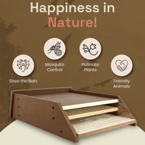 BIGBATBOX - Bat House for Outdoors - Clean Your Backyard from Mosquitoes - Wooden Bat House Kit - with Our Proven Bat Box Design, You are Almost Guaranteed to Attract Bats! WildYard