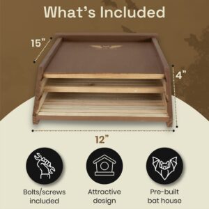 BIGBATBOX - Bat House for Outdoors - Clean Your Backyard from Mosquitoes - Wooden Bat House Kit - with Our Proven Bat Box Design, You are Almost Guaranteed to Attract Bats! WildYard