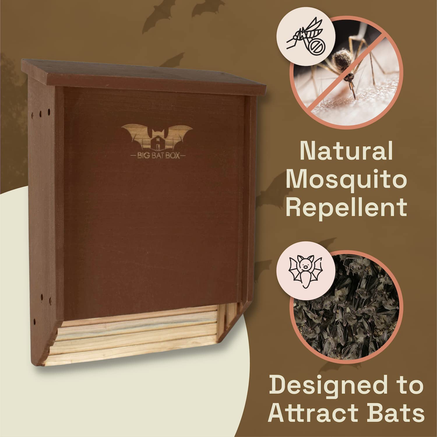 BIGBATBOX - Bat House for Outdoors - Clean Your Backyard from Mosquitoes - Wooden Bat House Kit - with Our Proven Bat Box Design, You are Almost Guaranteed to Attract Bats! WildYard