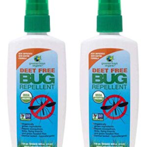 Greenerways Organic Insect Repellent, USDA Organic, Non-GMO, Natural, Mosquito-Repellent, Bug Repellant, Bug Spray, Clothing Safe, Kid Safe, Pet Safe, Baby Safe, DEET-FREE (2 PACK DEAL, 4OZ) $23.98