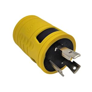 Parkworld 691586Y RV 30 AMP Generator Adapter 3-Prong L5-30P Male to TT-30R Female (Yellow)