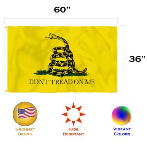 Toland Home Garden 3x5 ft Gadsden Polyester Flag with Brass Grommets and Double Stitched Reinforced Header