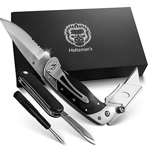 Folding Utility Knife Men's Gift | Pocket Knife Set for Him Box Cutter Folding Work Knife | Heavy Duty W/Belt Clip