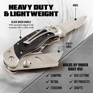 Folding Utility Knife Men's Gift | Pocket Knife Set for Him Box Cutter Folding Work Knife | Heavy Duty W/Belt Clip