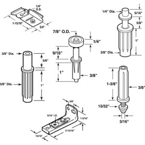 Prime-Line N 7534 Bi-Fold Door Hardware Repair Kit – Includes Top and Bottom Brackets, Top and Bottom Pivots and Guide Wheel – Door Repair Kit for 1" to 1-3/8" Thick Doors Up To 50 Lbs. (1 Kit), Zinc