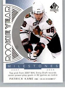 2017-18 sp authentic rookie year milestones #rym-pk patrick kane chicago blackhawks