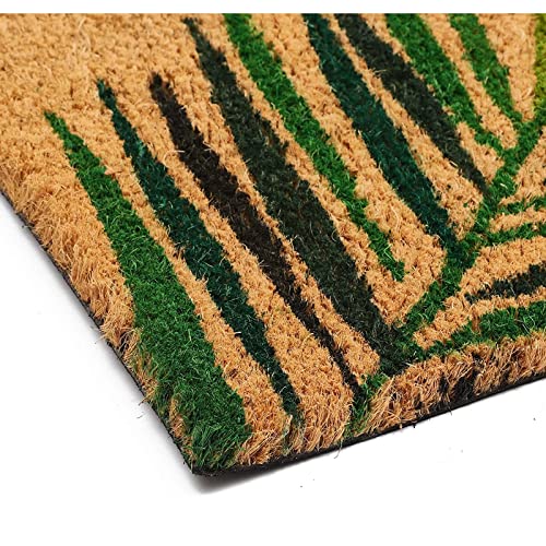 Juvale Tropical Welcome Mat for Outdoor Entrance, Coco Coir Palm Leaf Plant Doormat for Front Porch, Patio (30 x 17 in)