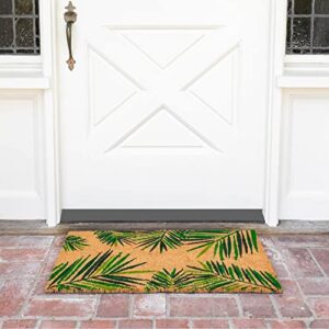 Juvale Tropical Welcome Mat for Outdoor Entrance, Coco Coir Palm Leaf Plant Doormat for Front Porch, Patio (30 x 17 in)